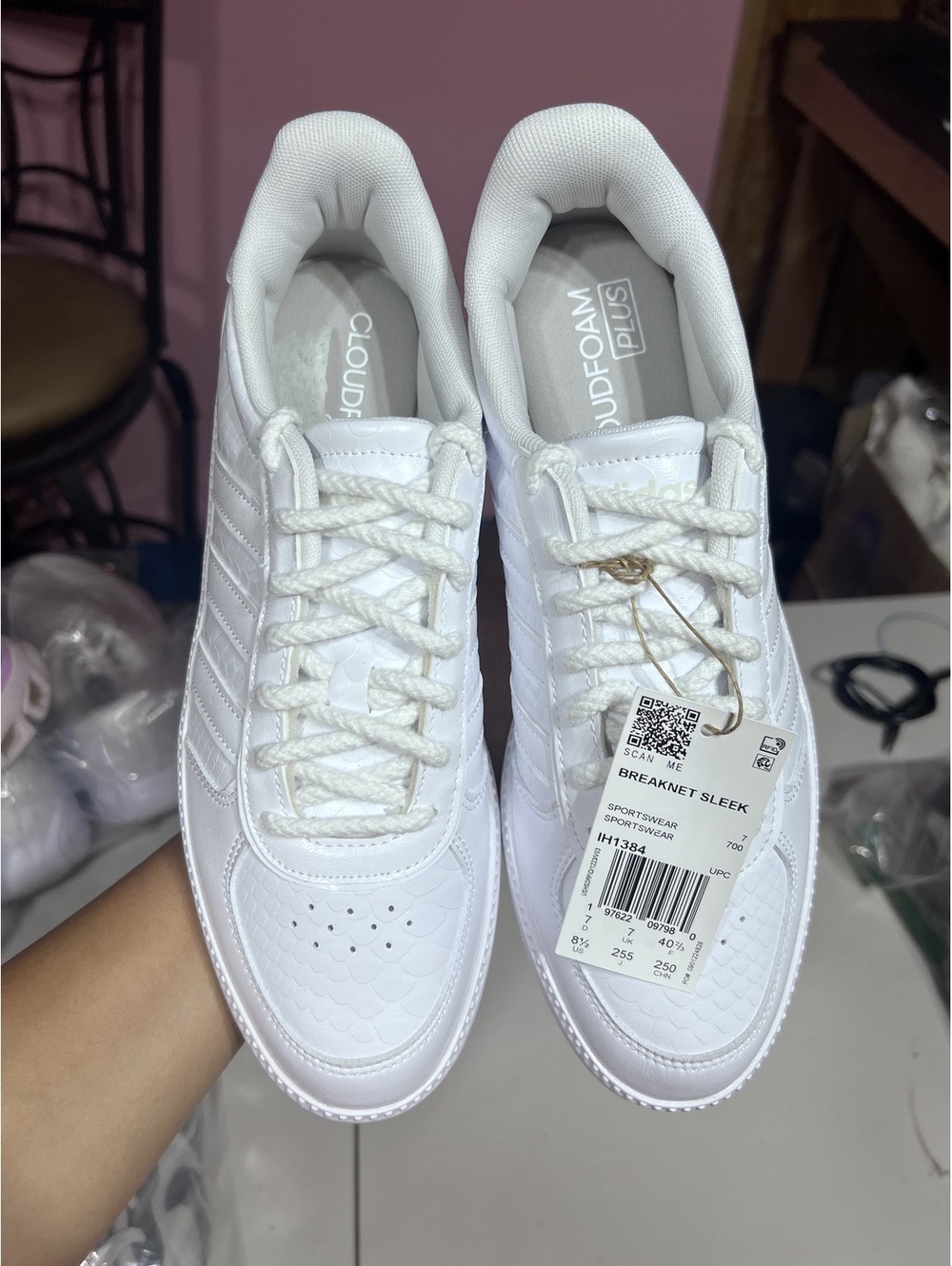 Adidas Breaknet Sleek White Sneakers Size 8